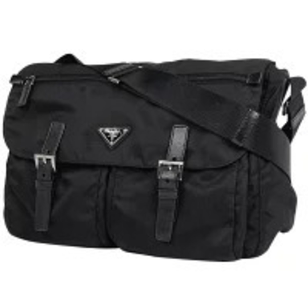 Prada Plate Shoulder Bag Messenger Nero Black